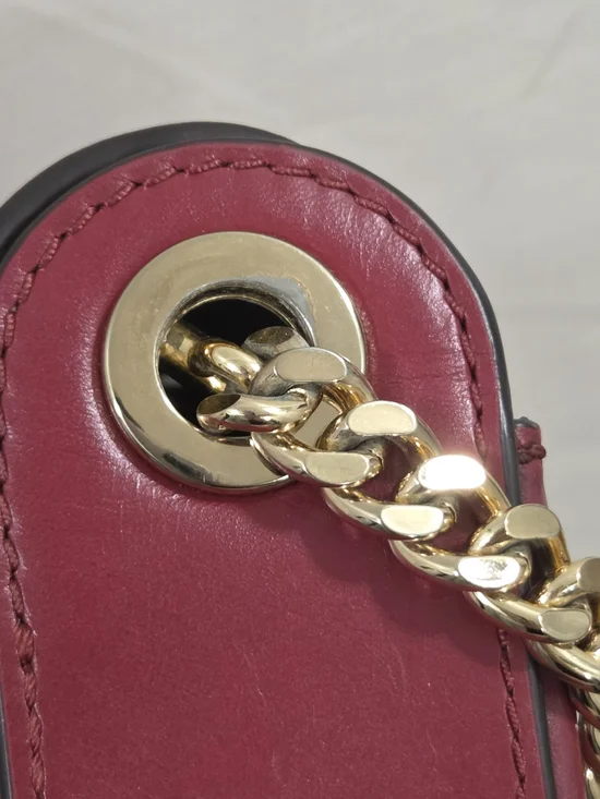 Michael Kors Red Leather Crossbody Phone Pouch with Gold Chain - Picture 7 of 11